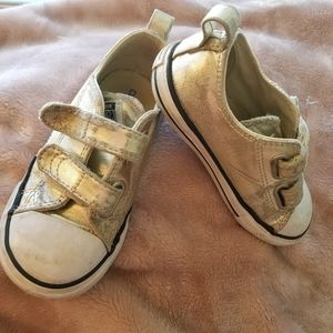 Converse girl's size 9 gold velcro sneakers